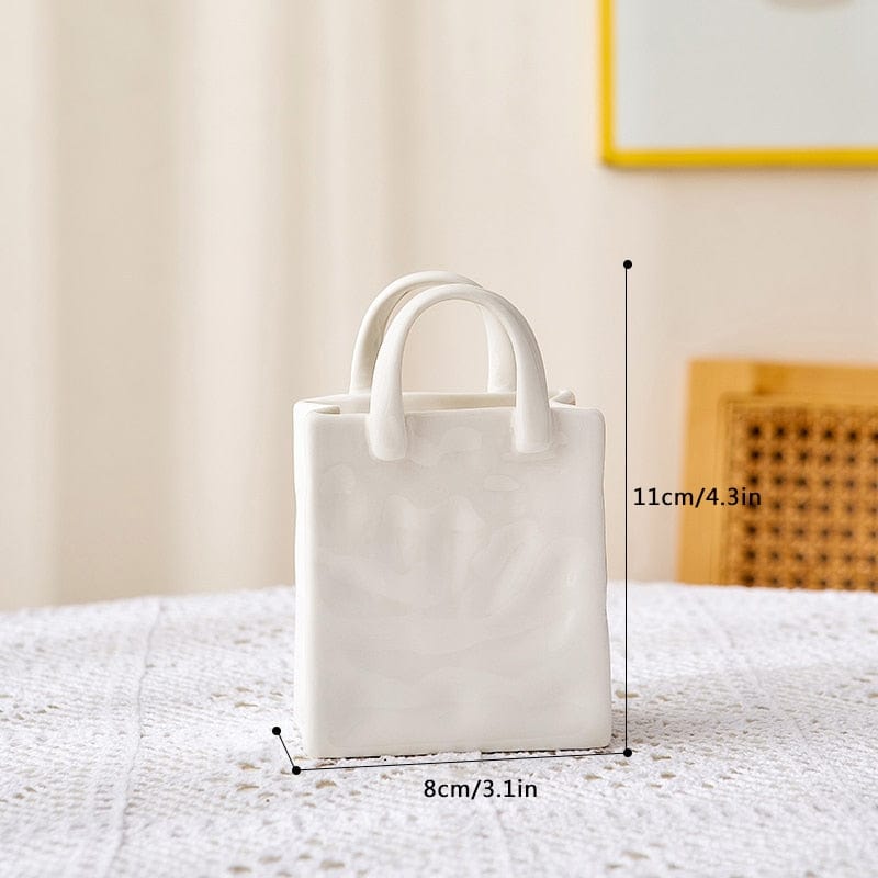 Weiße Tasche Porzellan Vase