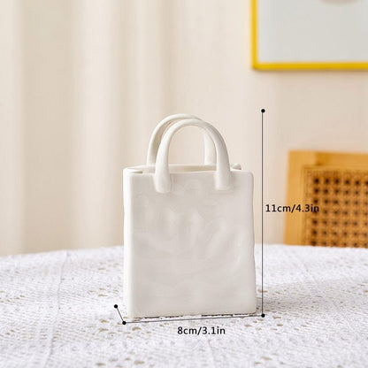 Weiße Tasche Porzellan Vase