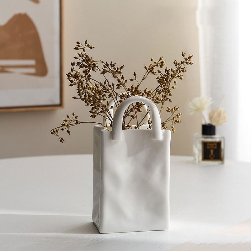 Weiße Tasche Porzellan Vase
