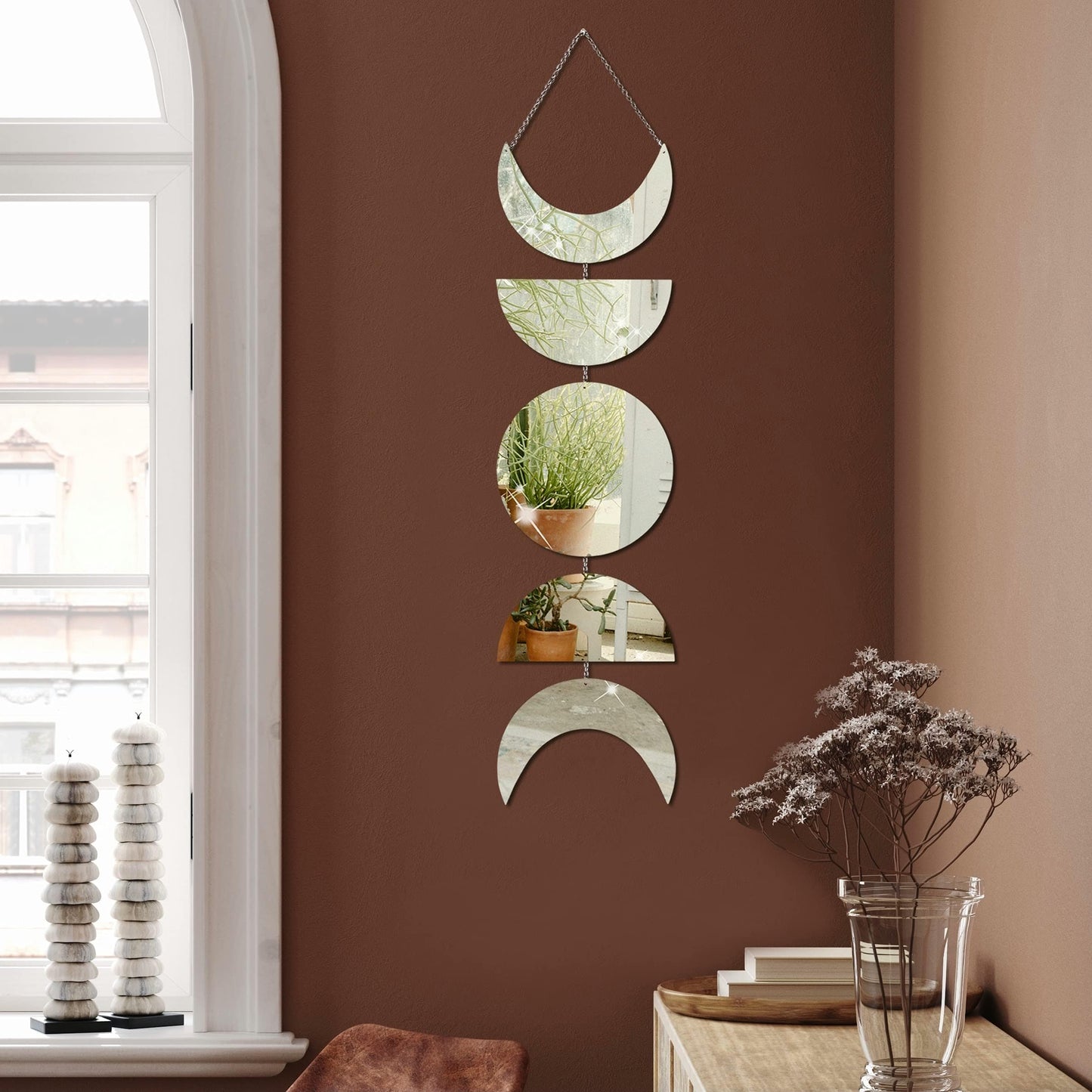 Mondphasen Spiegel Wandbehang
