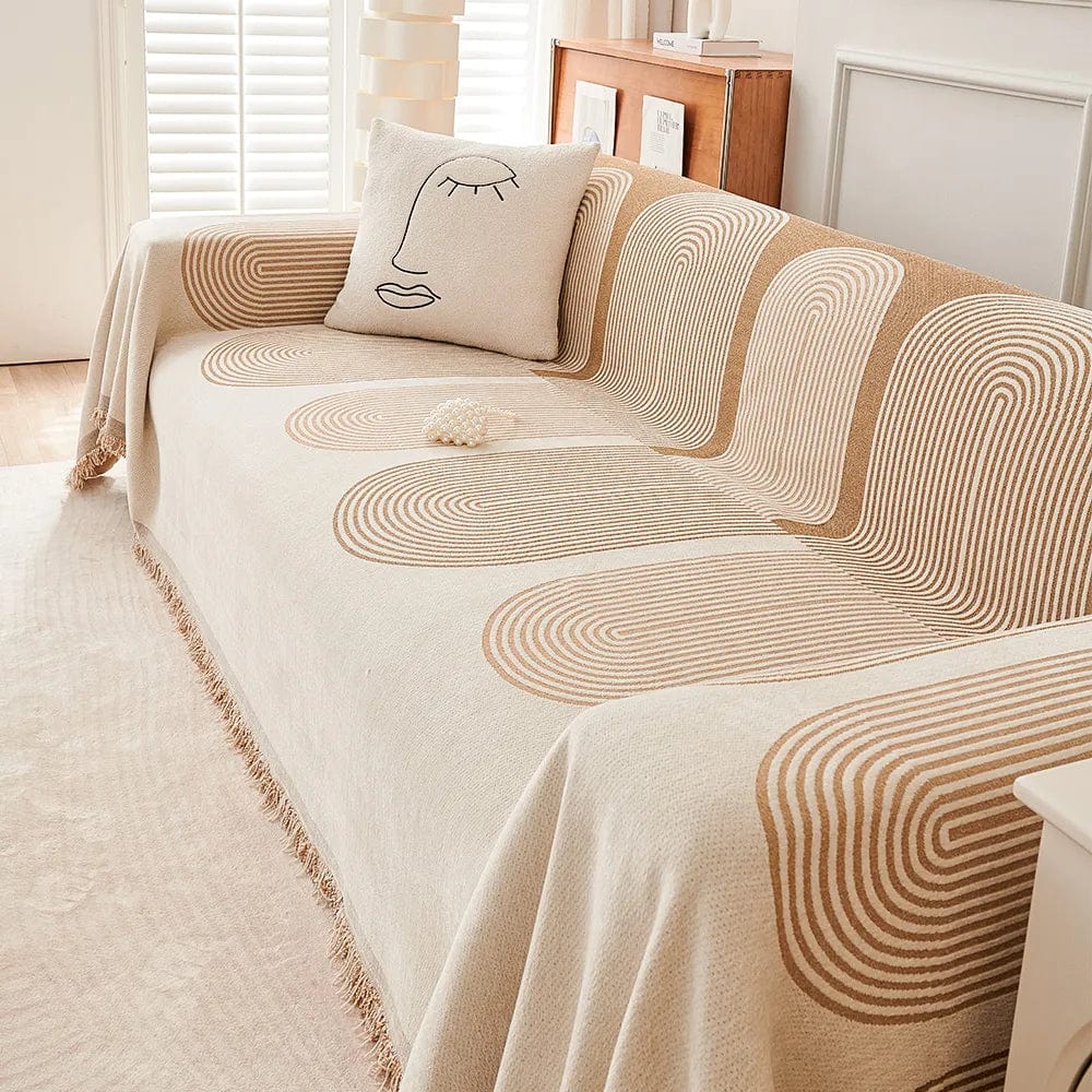 Mid Century Boho Chenille Sofabezug