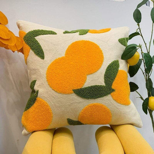 Orange Stickerei Kissenbezug