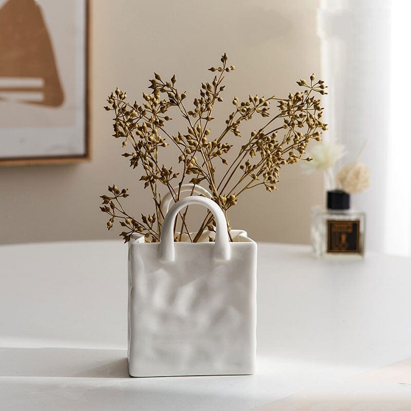 Weiße Tasche Porzellan Vase