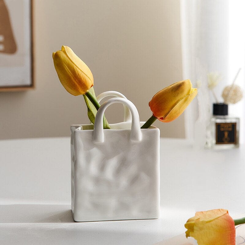 Weiße Tasche Porzellan Vase