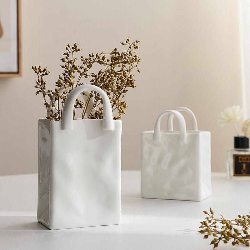 Weiße Tasche Porzellan Vase