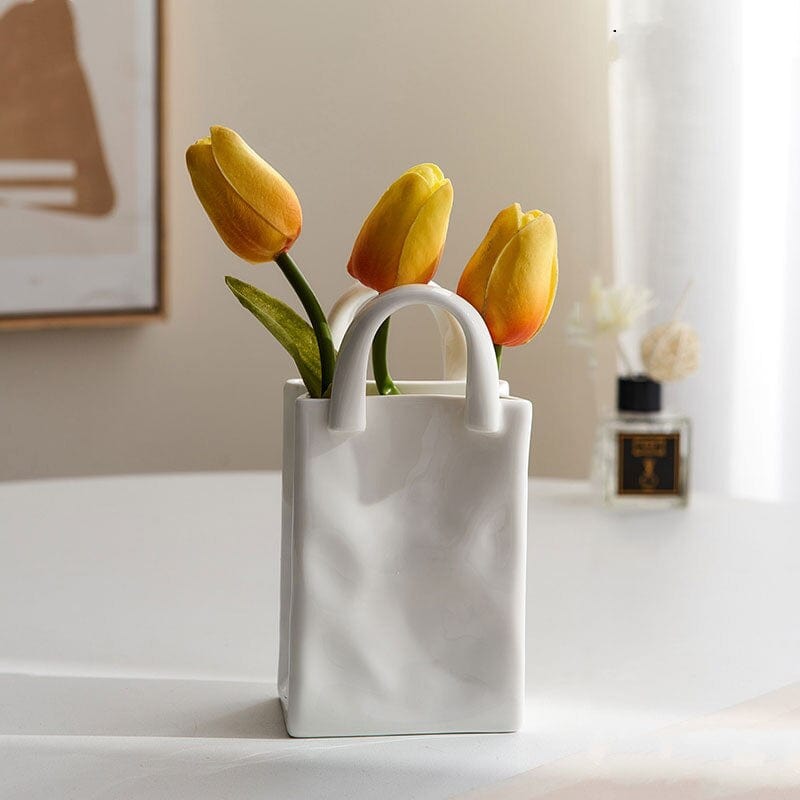 Weiße Tasche Porzellan Vase