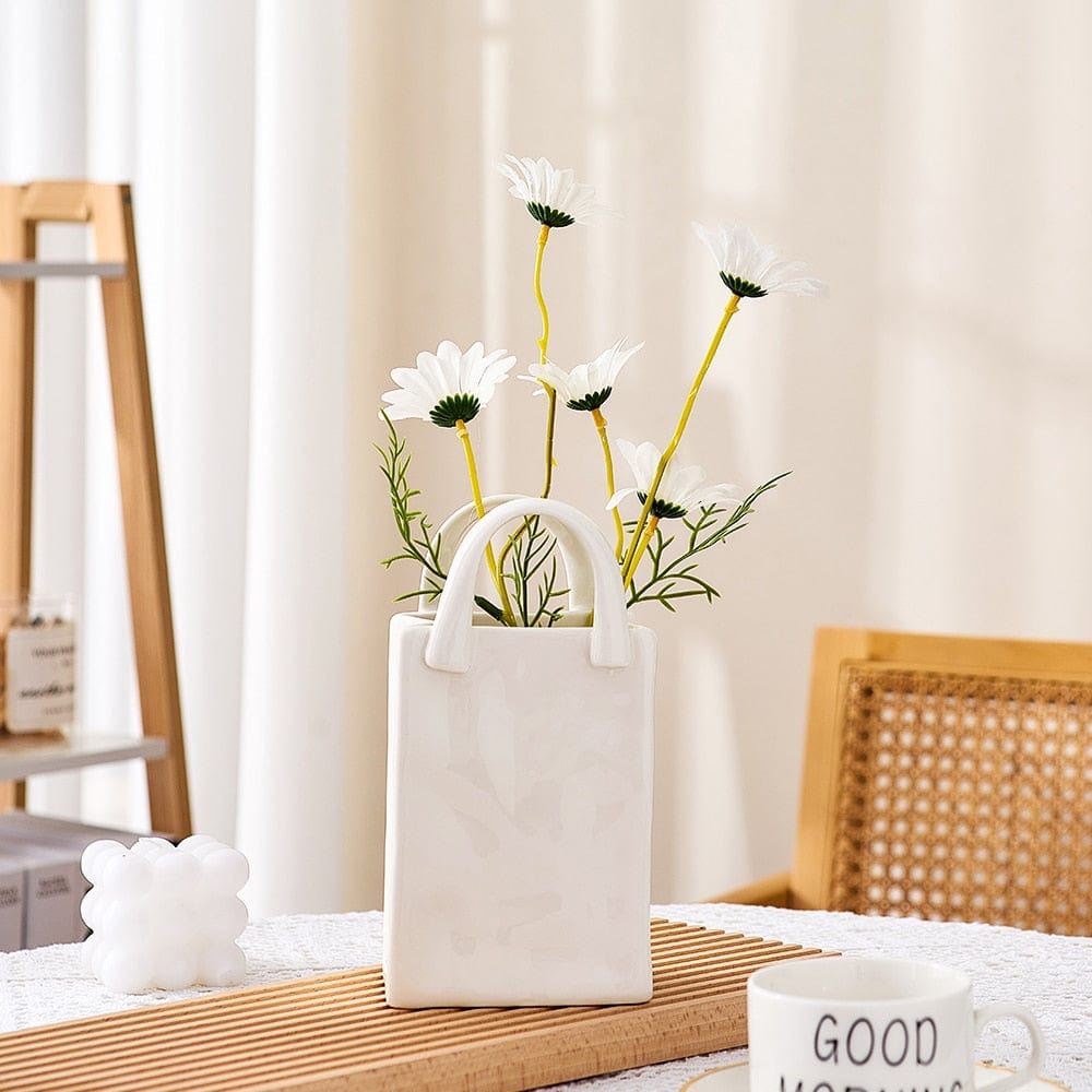 Weiße Tasche Porzellan Vase