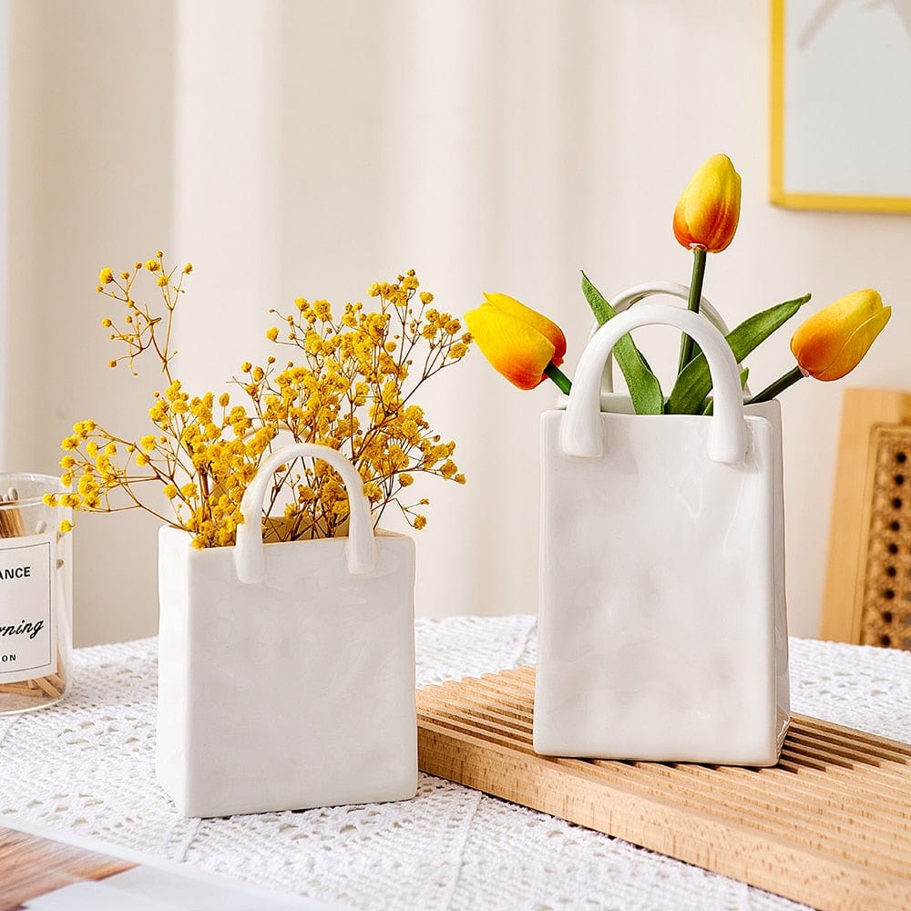 Weiße Tasche Porzellan Vase
