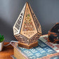 Holz LED Projektions Bohemian Nachttischlampe
