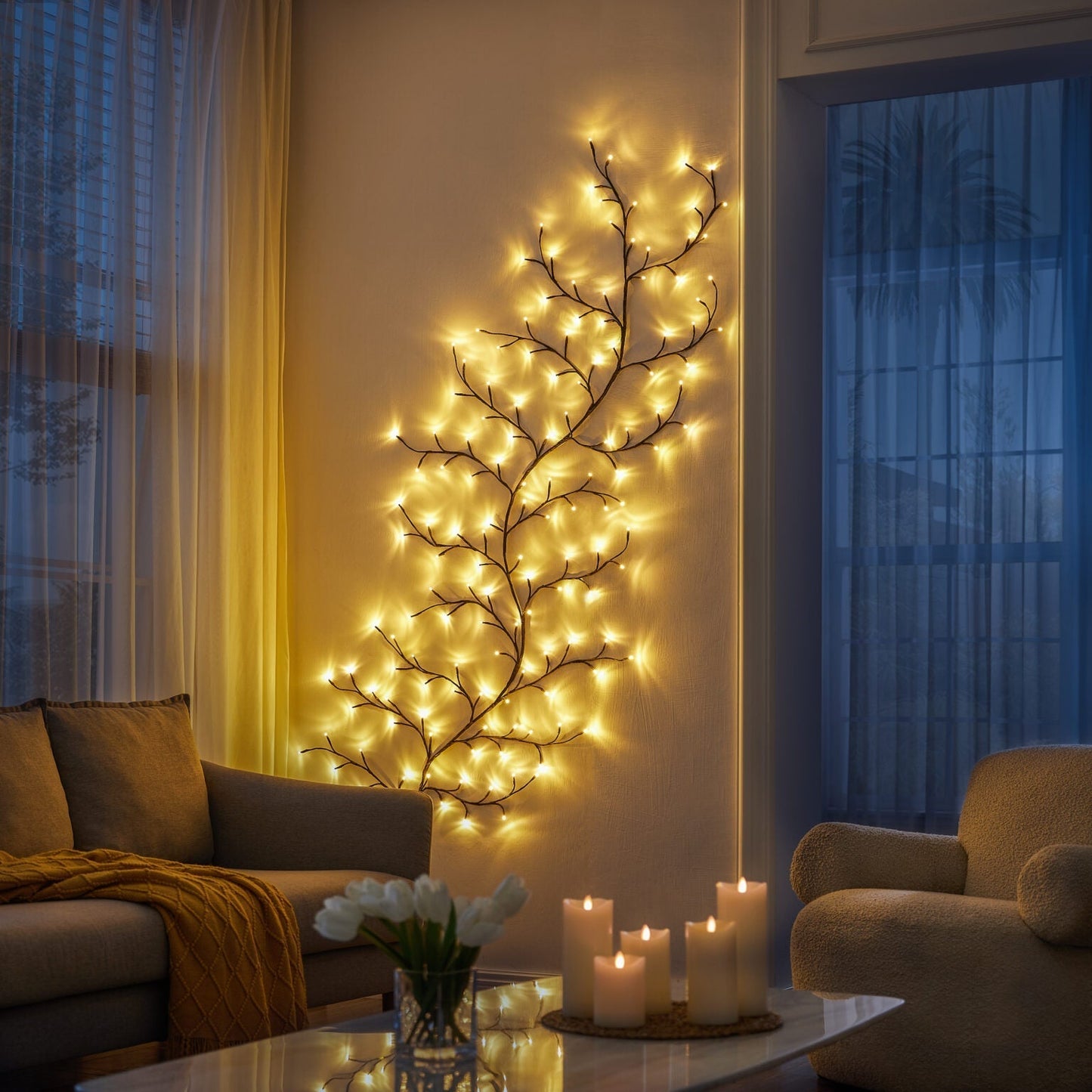 Frendorf | WillowGlow™ LED Weidenzweig Lichterkette | Flexibles Stimmungslicht für Wand & Dekoration | Deko für Zuhause & Events