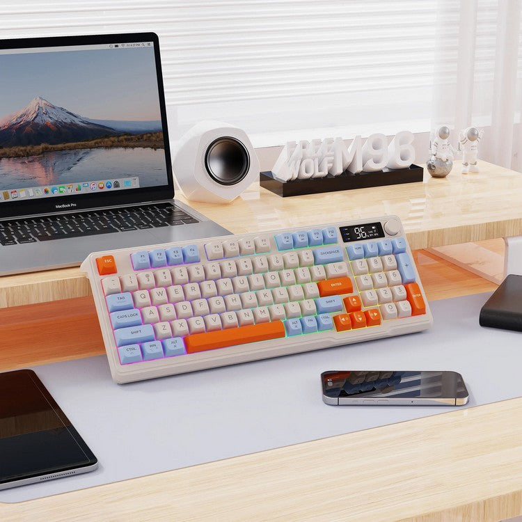 Frendorf | Stille Mechanische Tastatur - Cooles Gaming Wireless Design mit Display
