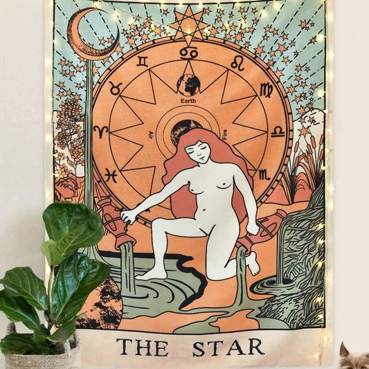 "Der Star" Tarot Farbige Wandteppich