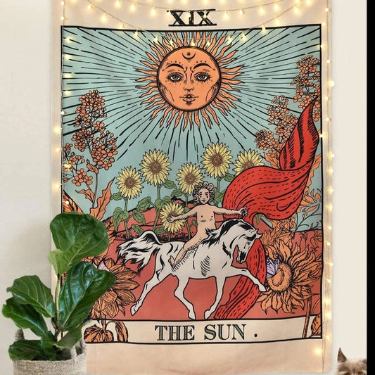 "Die Sonne" Tarot Bunte Wandteppich