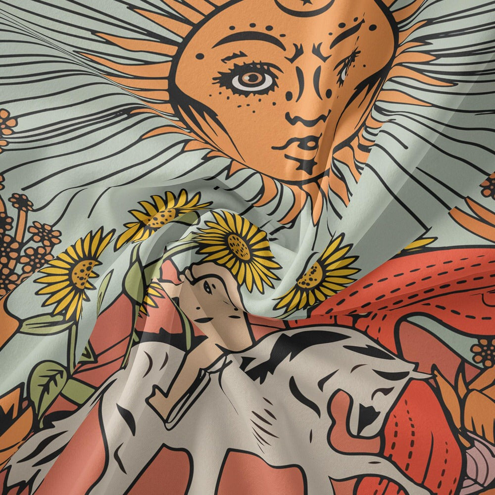 "Die Sonne" Tarot Bunte Wandteppich