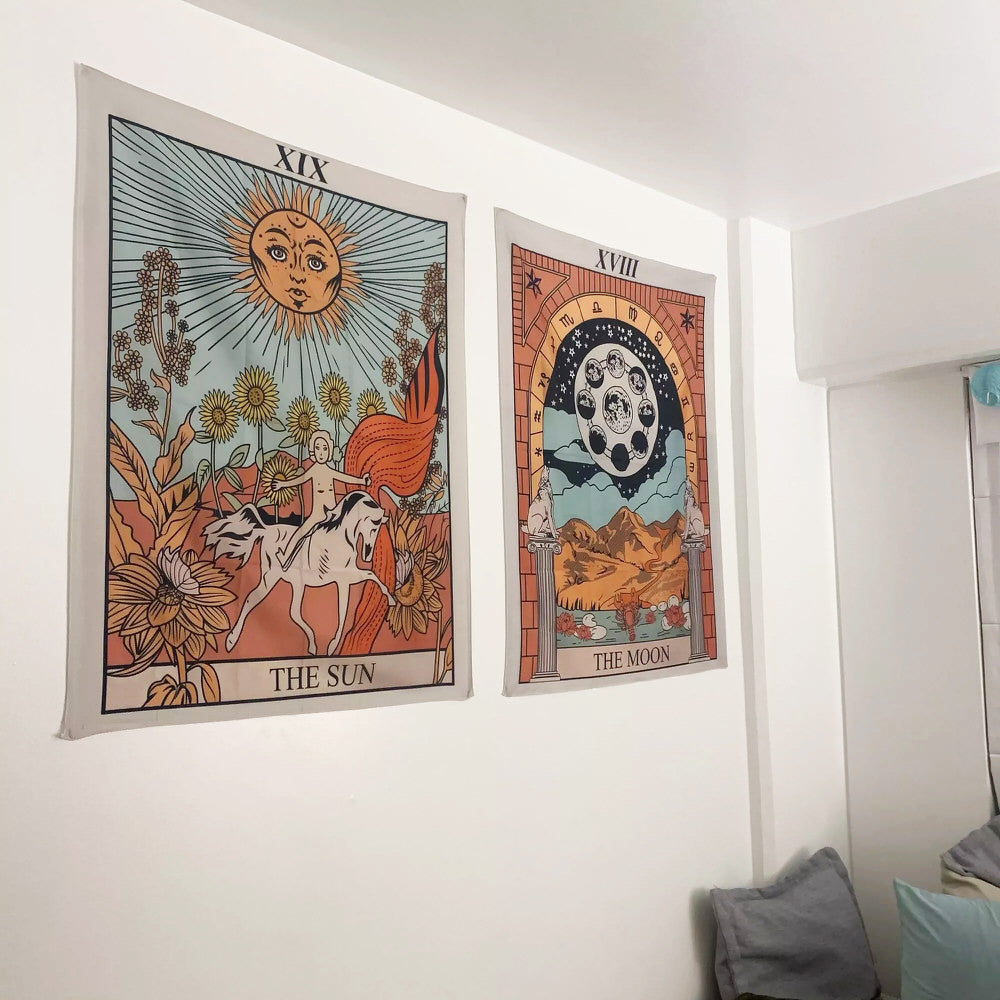 "Die Sonne" Tarot Bunte Wandteppich