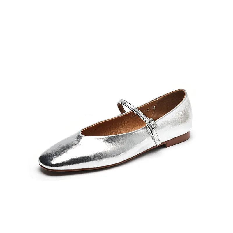 Frendorf | Legere Schuhe: Prägnante Bequeme Ballerinas - Leder Retro-Stil - TSS158