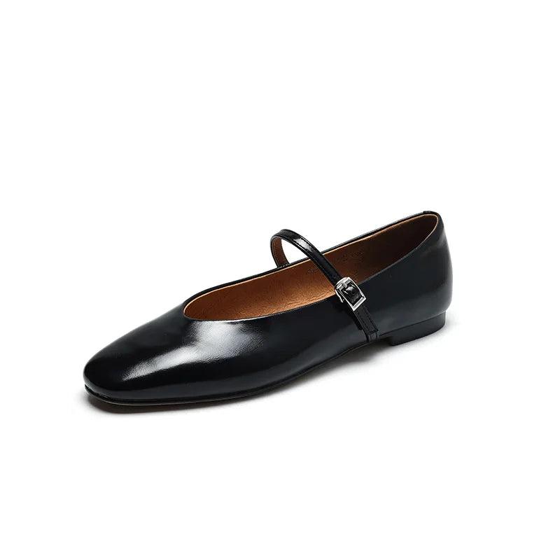 Frendorf | Legere Schuhe: Prägnante Bequeme Ballerinas - Leder Retro-Stil - TSS158