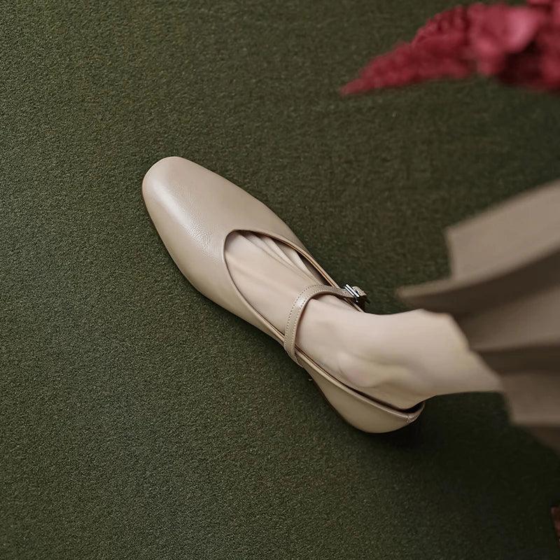 Frendorf | Legere Schuhe: Prägnante Bequeme Ballerinas - Leder Retro-Stil - TSS158