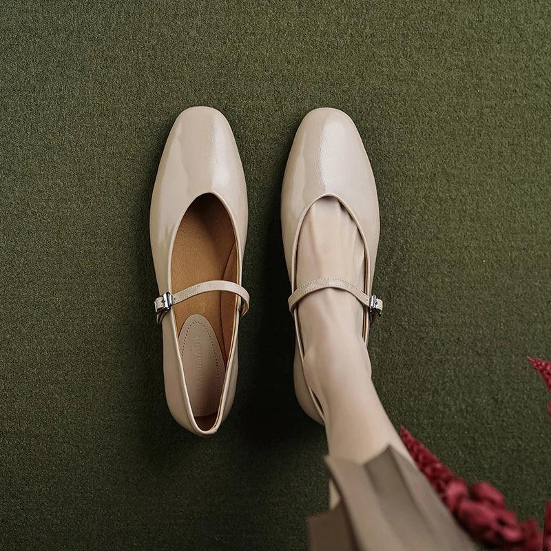 Frendorf | Legere Schuhe: Prägnante Bequeme Ballerinas - Leder Retro-Stil - TSS158