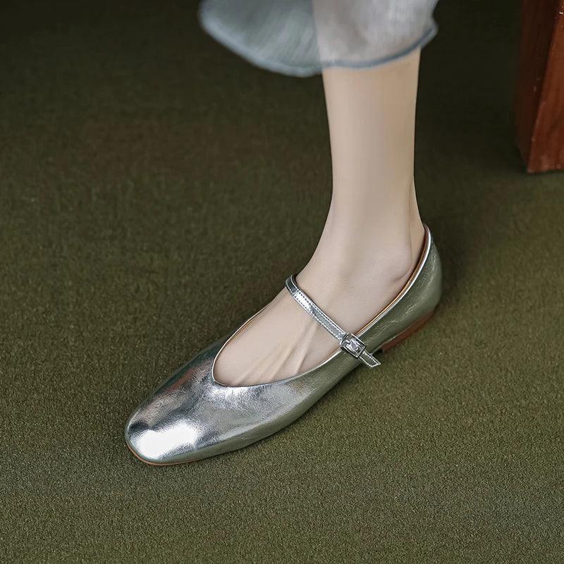 Frendorf | Legere Schuhe: Prägnante Bequeme Ballerinas - Leder Retro-Stil - TSS158