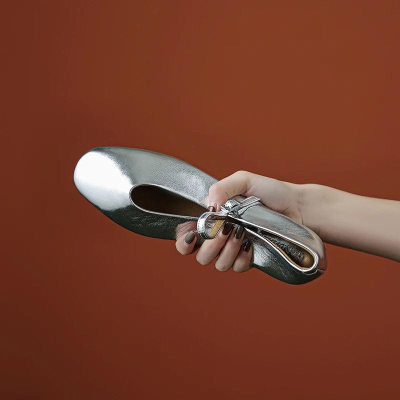 Frendorf | Legere Schuhe: Prägnante Bequeme Ballerinas - Leder Retro-Stil - TSS158