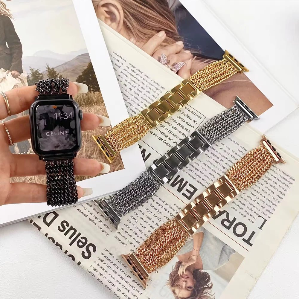 Frendorf | Damen Woven Edelstahl Armband für Apple Watch