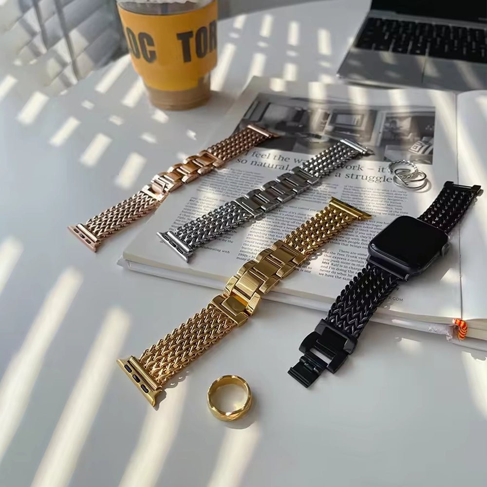Frendorf | Damen Woven Edelstahl Armband für Apple Watch