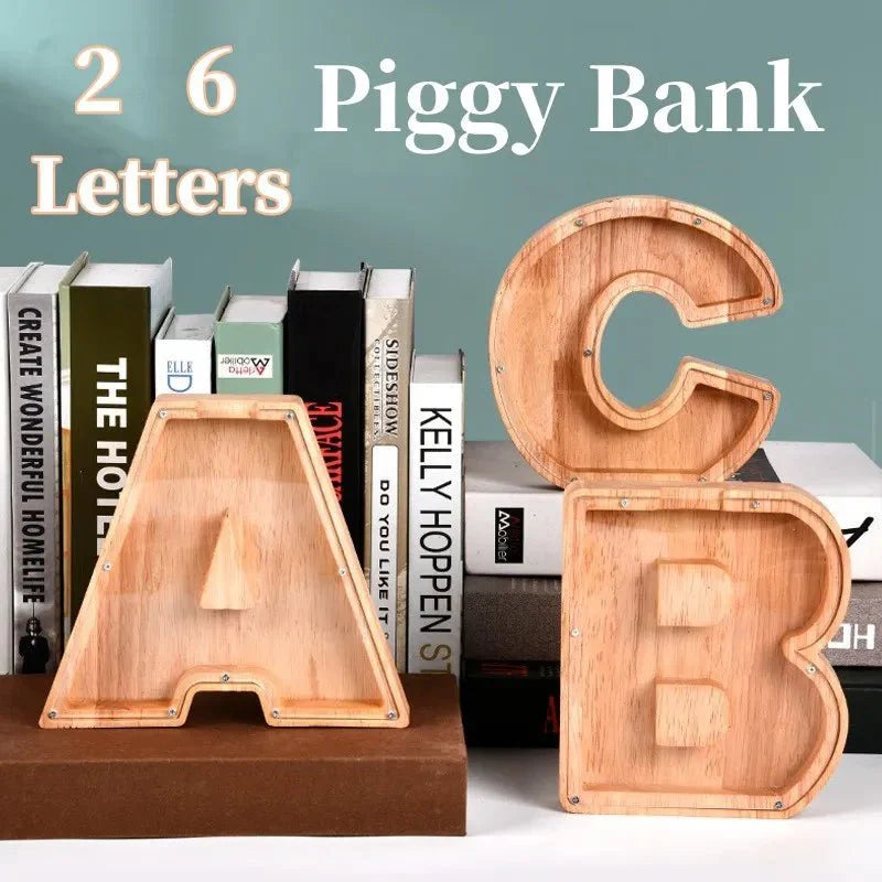 Holz Alphabetbuchstaben 'Initial' Sparschwein