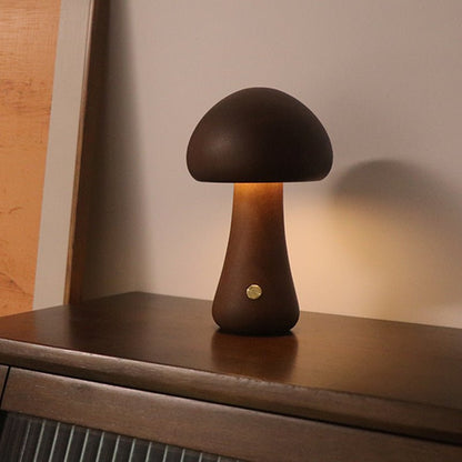 Holz geschnitzte Pilzlampe