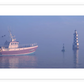 Frendorf | Misty Sunrise und Angelboot in Loctudy Wandkunst
