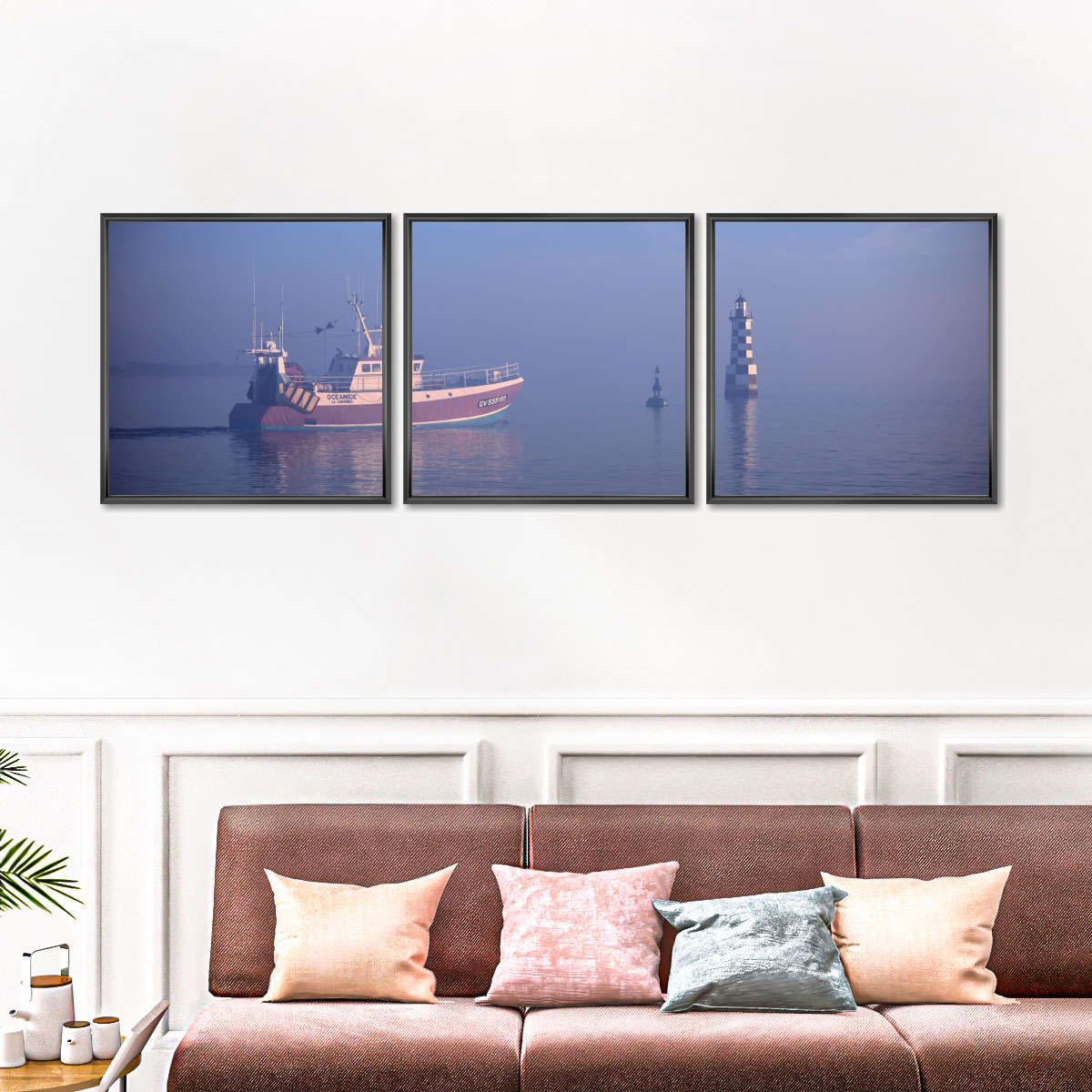 Frendorf | Misty Sunrise und Angelboot in Loctudy Wandkunst