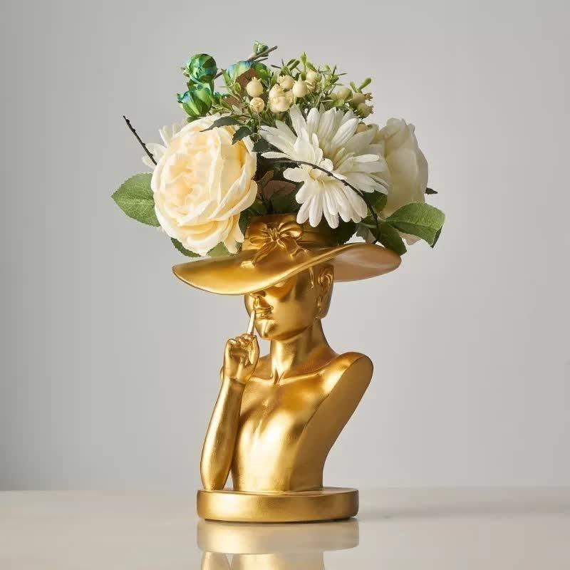 Frendorf | FemiVase Damenhut Design Vase | Kunstvolle Dekoration | Elegantes Wohnaccessoire | Handgefertigt