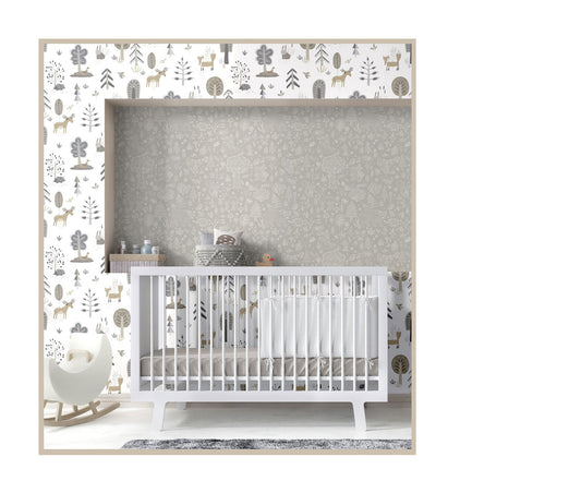 Frendorf | Graue Kinder Tapete, Tiere, Pflanzen, 14807, Happy, Parato