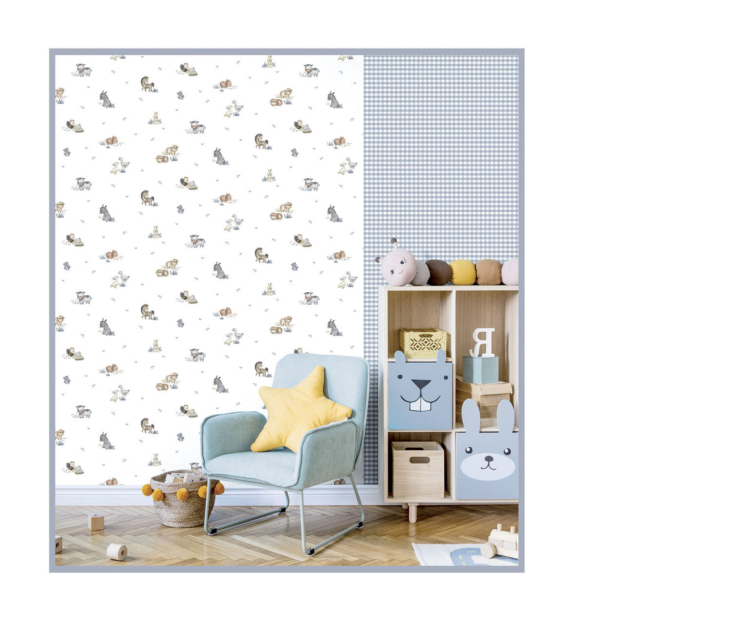 Frendorf | Grau-beige Kinder Tapete mit Tieren, 14831, Happy, Parato