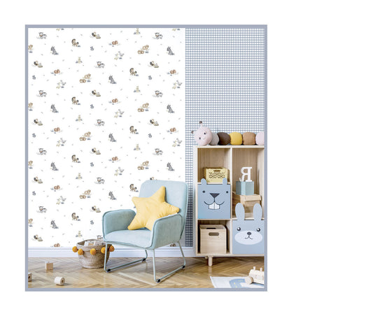Frendorf | Grau-beige Kinder Tapete mit Tieren, 14831, Happy, Parato