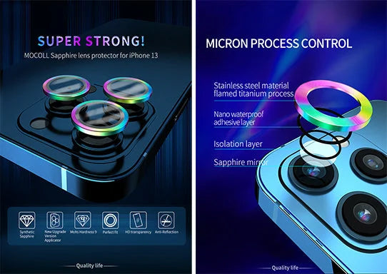 Frendorf | Bunter Saphir-Objektivschutz für iPhone