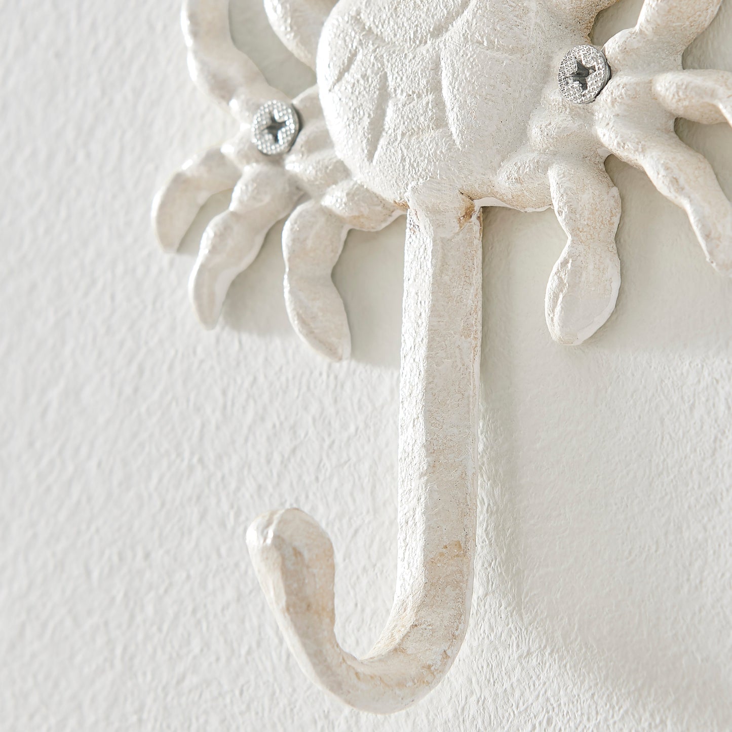 Weißer Gusseisen Nautical Ocean Figur Skulptur Dekorative Utility Wandhaken Set von 3 - Muschel, Krebs, Seepferdchen