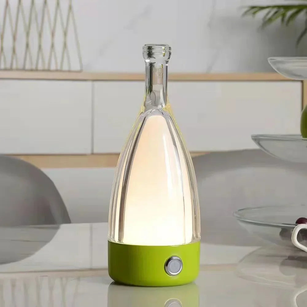 Frendorf | GlowVino Wiederaufladbares dekoratives Nachtlicht | Weinflaschen-Design | Stimmungsvolle LED-Beleuchtung | Kabellos