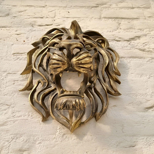 Frendorf | RegalRoar – Exquisite vergoldete Löwenkopfwandskulptur