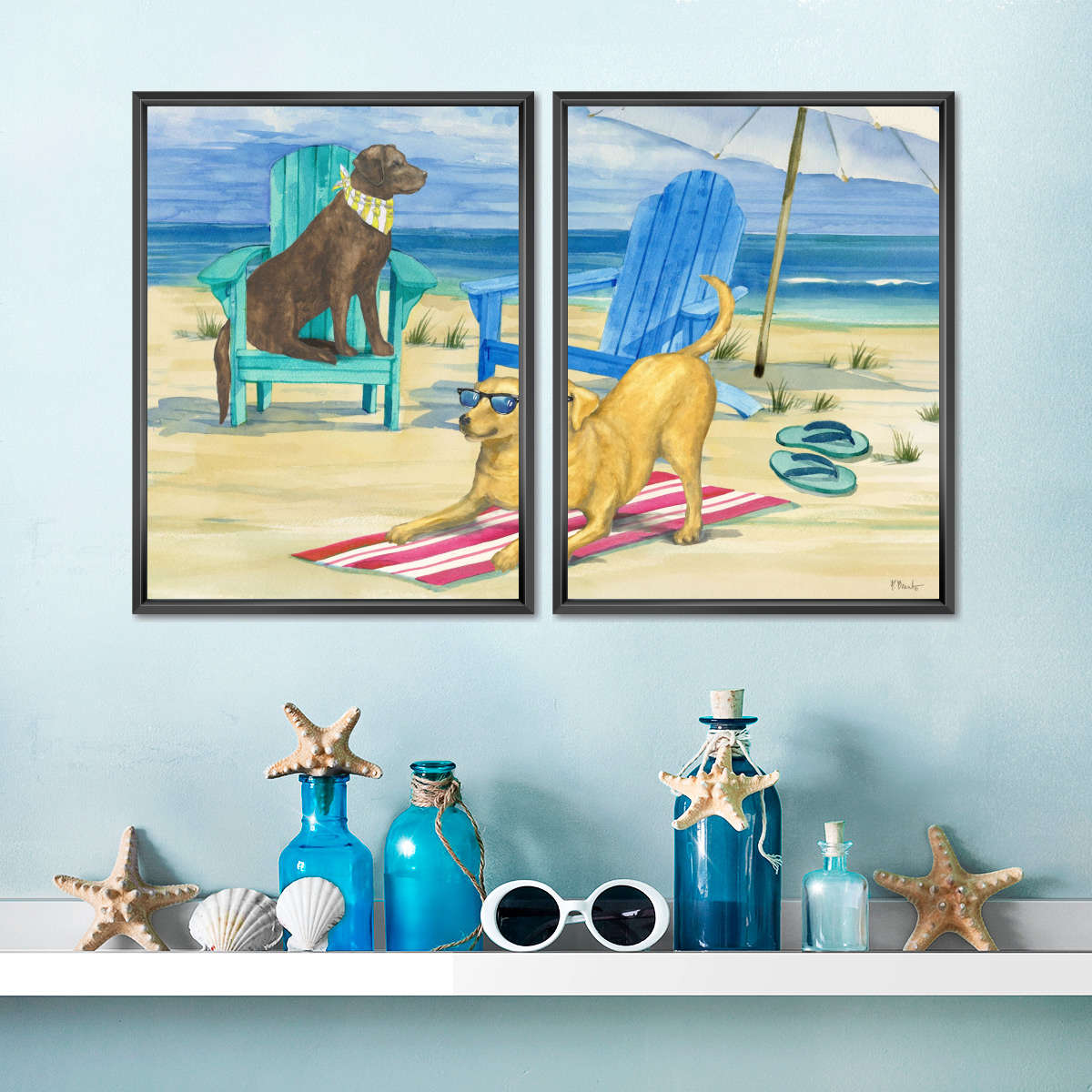 Frendorf | Grayton Beach Hund Duo Wandkunst