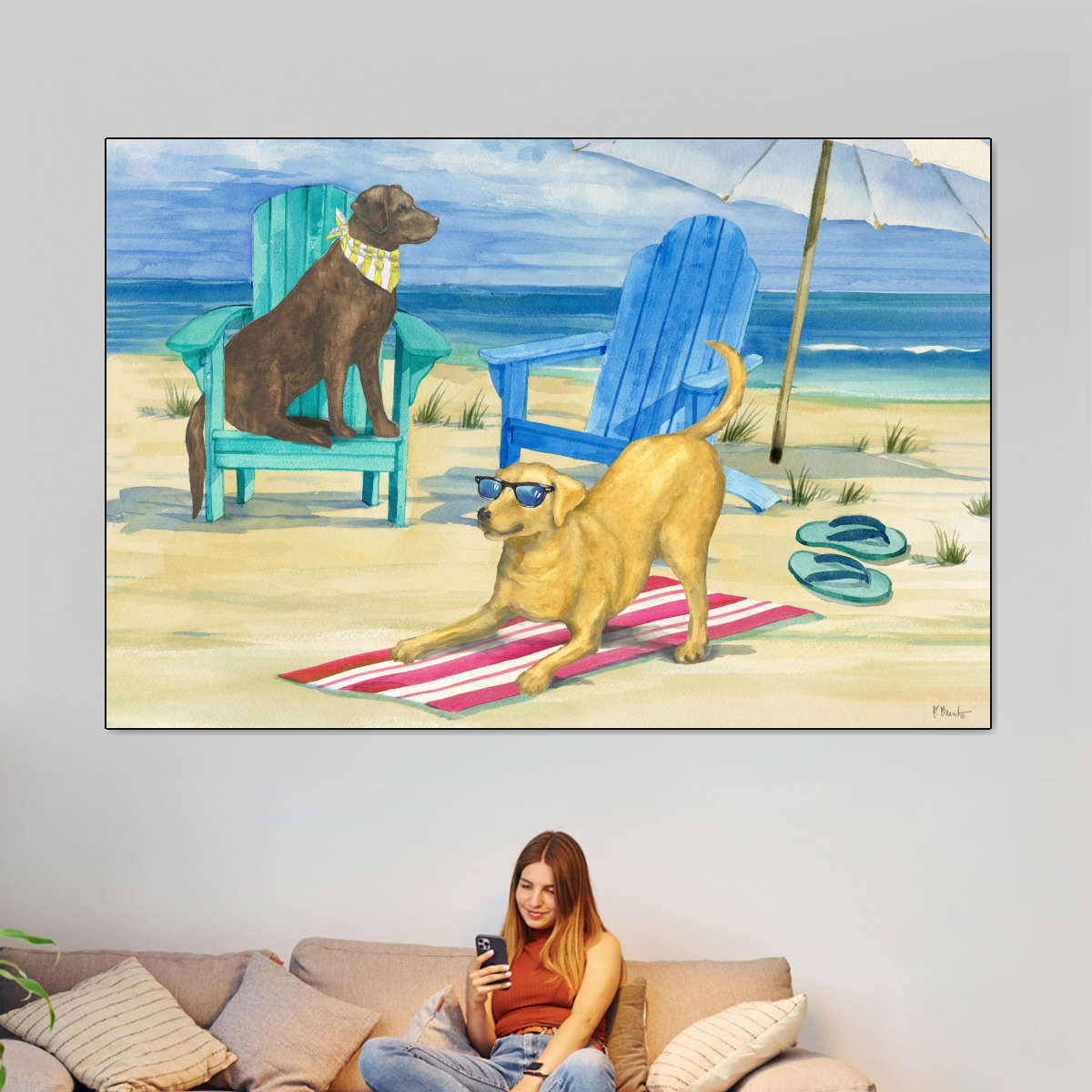 Frendorf | Grayton Beach Hund Duo Wandkunst