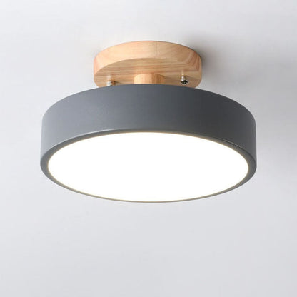 Nordic Log Runde LED-Halbunterputz-Deckenleuchte