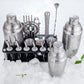 23pcs/Set Barkeeper Kit Professionelle Vielseitigkeit Edelstahl Martini Cocktail Shaker mit Stand Bar Zubehör