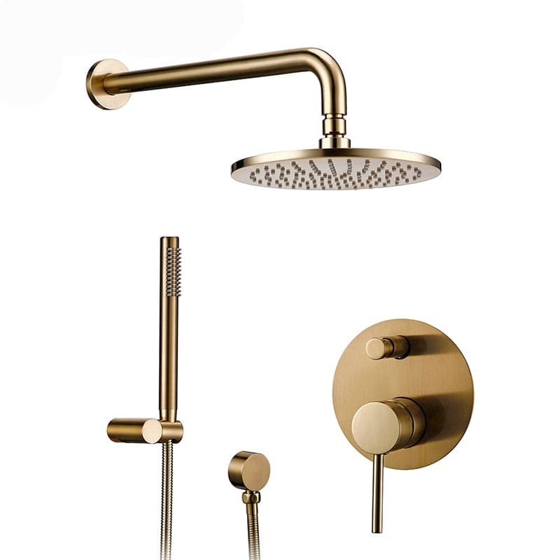Wasser Gebürstetes Gold-Duschsystem mit Handbrause