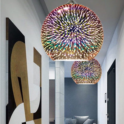 Moderne kreative 3D bunte Feuerwerk Glas 1-Licht Kuppel Pendelleuchte