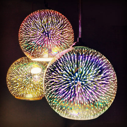 Moderne kreative 3D bunte Feuerwerk Glas 1-Licht Kuppel Pendelleuchte