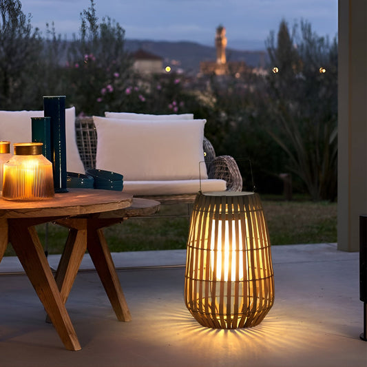 Rattan tragbare Laterne geformt LED wasserdicht Solar Außenleuchten