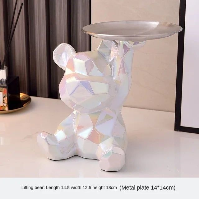 Keramikvergoldete Bärenfigur Spardose mit Ablagefach, geeignet für Schlüssel, Kosmetik und Süßigkeiten, Schreibtischdekoration