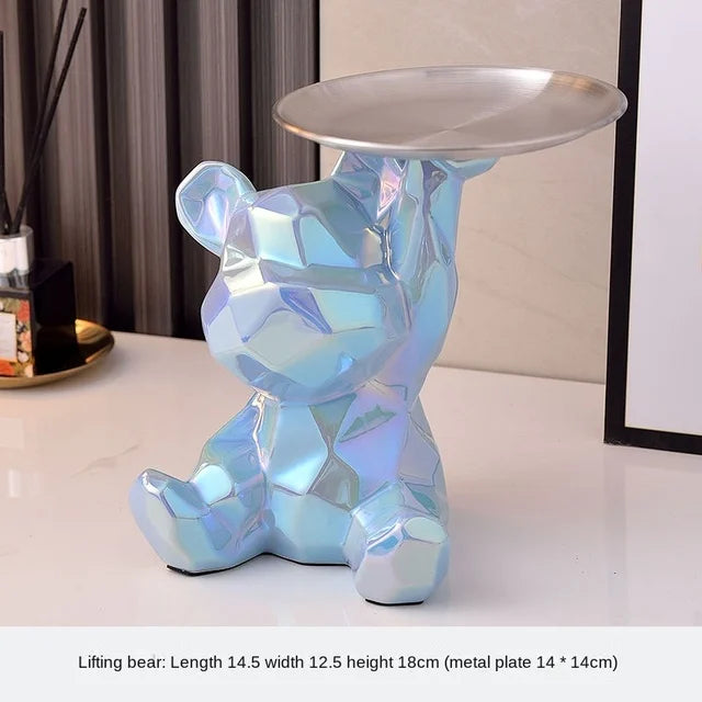 Keramikvergoldete Bärenfigur Spardose mit Ablagefach, geeignet für Schlüssel, Kosmetik und Süßigkeiten, Schreibtischdekoration