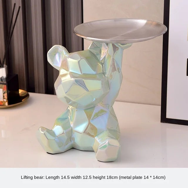 Keramikvergoldete Bärenfigur Spardose mit Ablagefach, geeignet für Schlüssel, Kosmetik und Süßigkeiten, Schreibtischdekoration